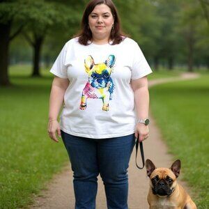 For The Republic Frenchie French Bulldog Graphic Tee NWT